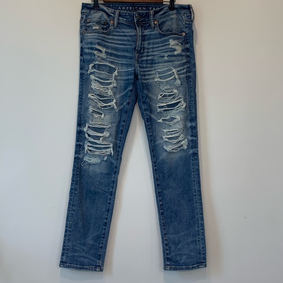 American Eagle Airflex 360 Distressed Blue Jeans Men - Picture 1 of 3